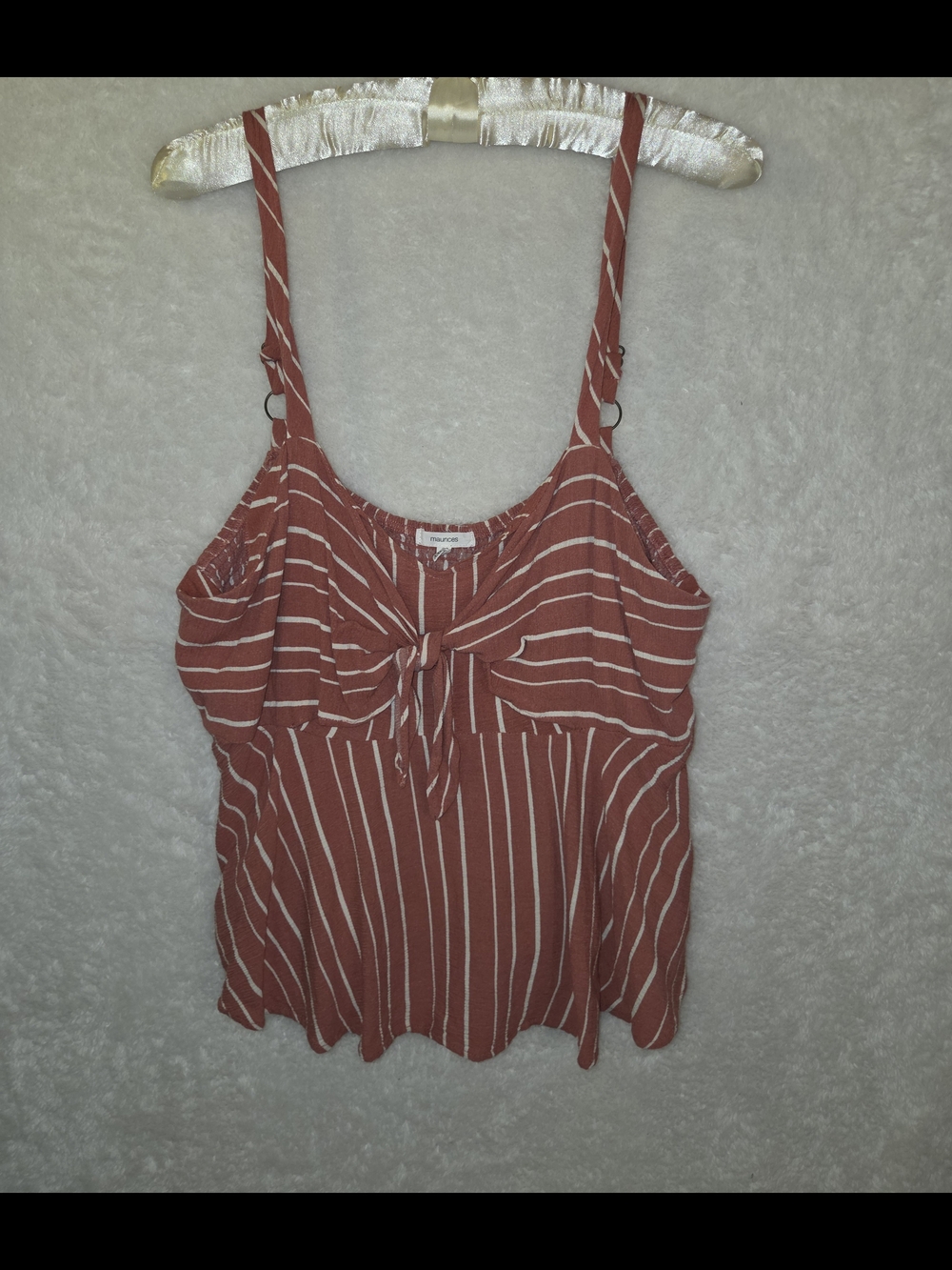Maurices Striped Tie Front Babydoll Cami Boho-chic Costal Tank Sz XXL